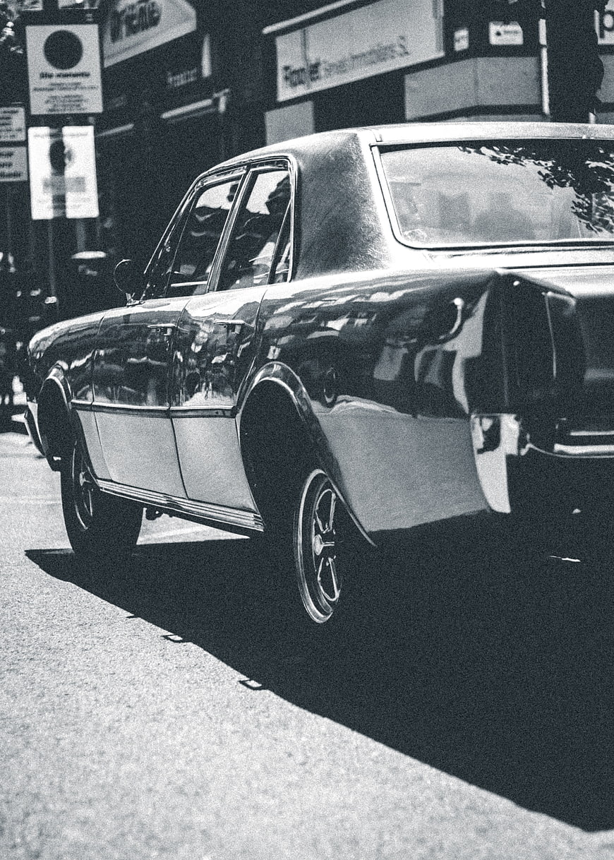 Vintage Classic Car Parked on City Street
