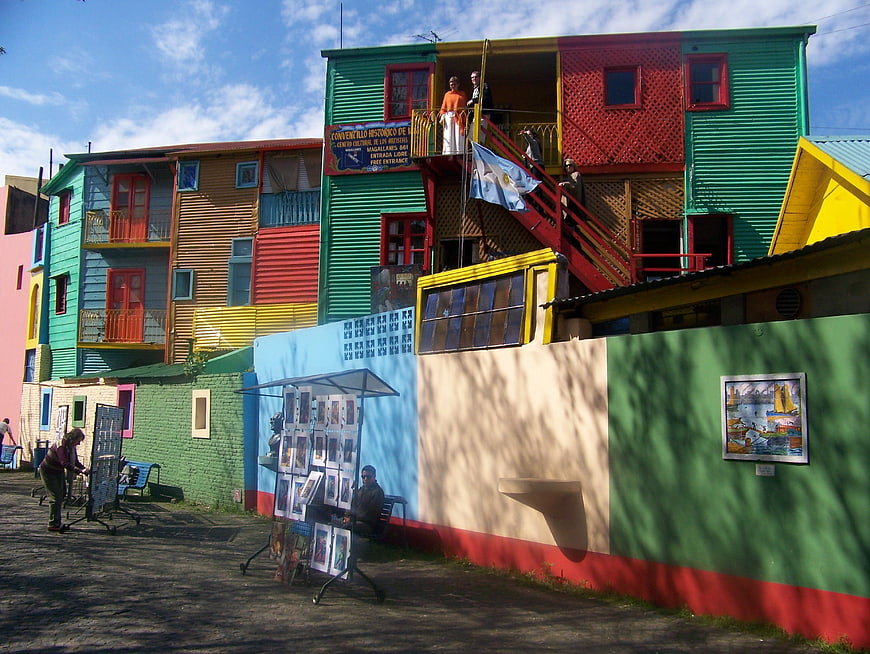 Colorful wooden houses in La Boca, Buenos Aires, Argentina