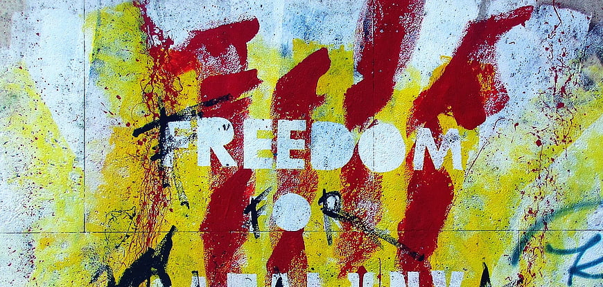 Freedom for Catalonia Graffiti Mural on Wall