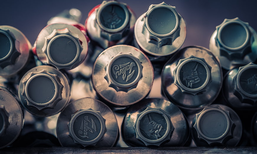 Close-up of vintage oil paint tubes with metal caps