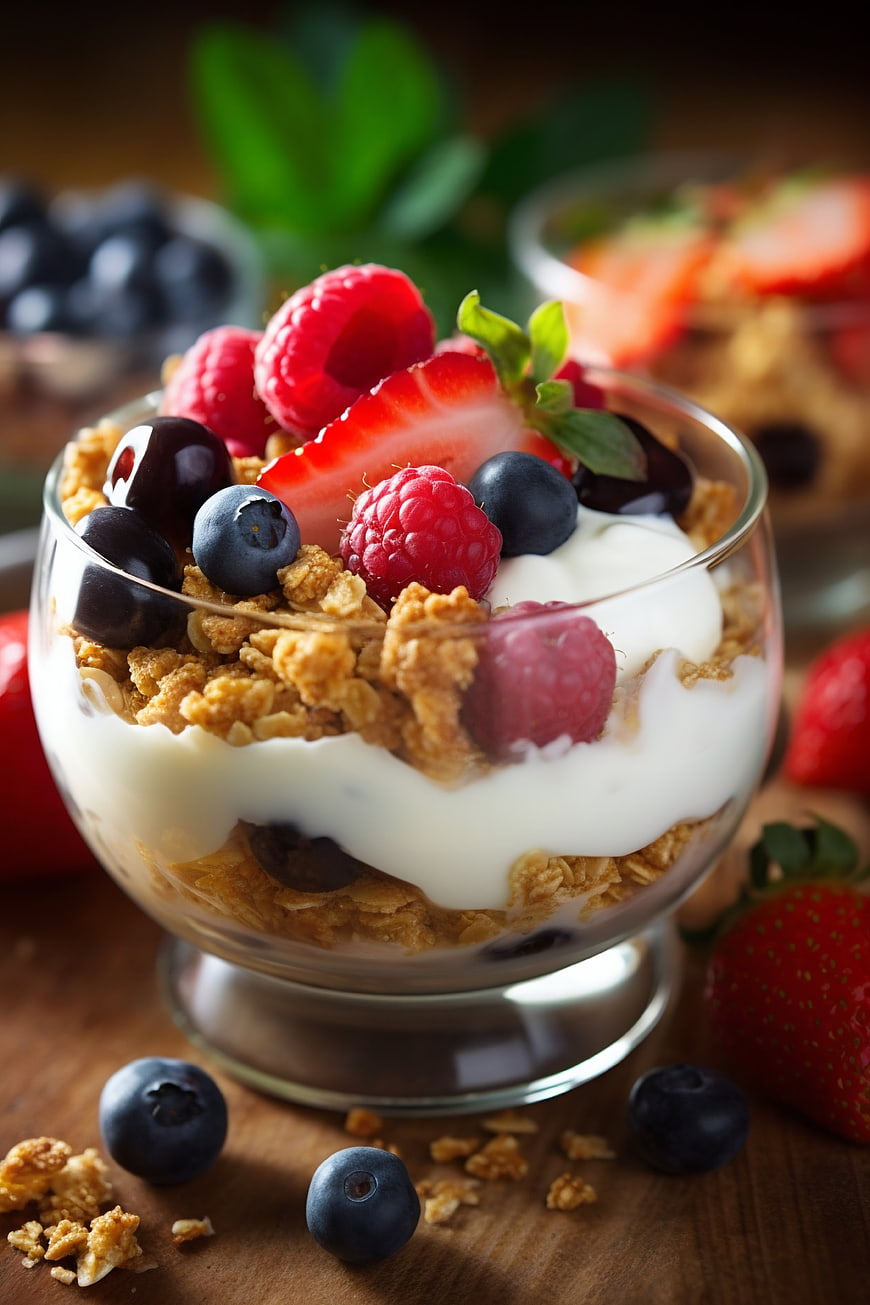 Fresh Yogurt Parfait with Berries and Granola