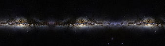 Panoramic view of the Milky Way galaxy with stars and nebulae