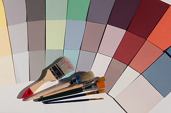 Paint Brushes and Color Swatches for Interior Design
