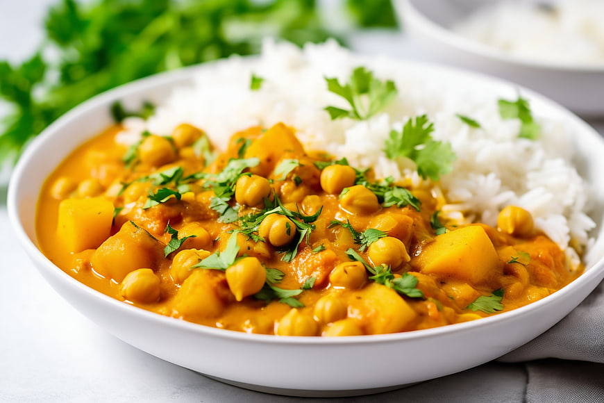 Creamy Chickpea Coconut Curry with White Rice