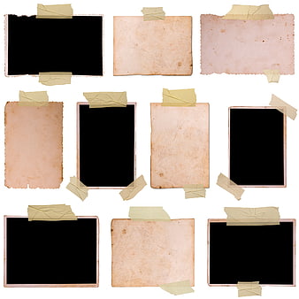 Vintage paper frames with masking tape on white background