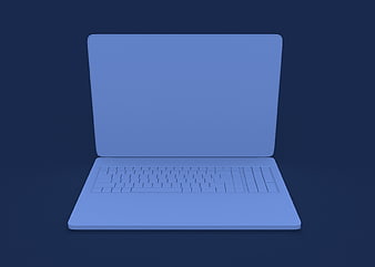 Blue 3D Laptop Mockup on Dark Background