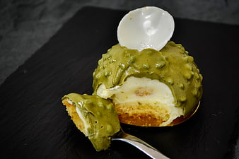 Matcha Mousse Cake with White Chocolate Garnish