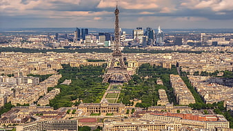 Aerial View of Eiffel Tower and Paris Cityscape