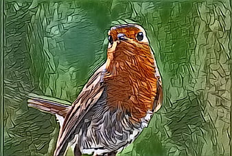 Artistic digital painting of a European robin bird