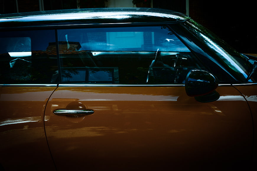 Close-up of Vintage Mini Cooper Side Profile