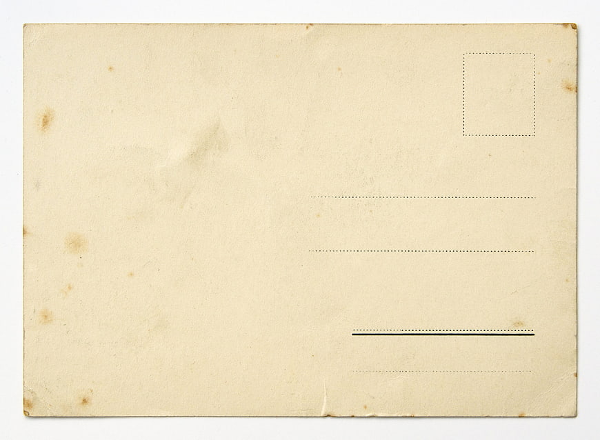 Blank Vintage Postcard Back with Address Lines and Stamp Box