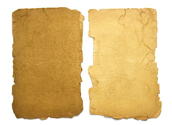 Two sheets of old vintage paper on white background