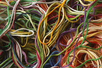 Colorful Embroidery Floss Threads Tangled Close Up