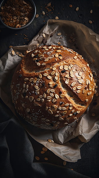 Artisanal Seed Bread on Dark Background
