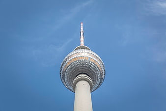 Berlin TV Tower Architecture Against Blue Sky