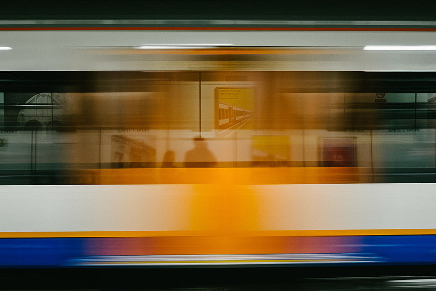 Motion Blur of a Moving Train in a Subway Station