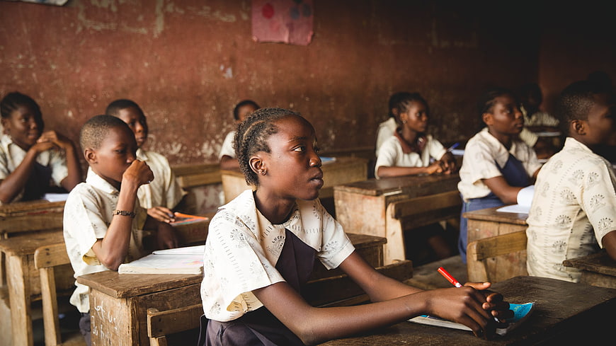 African Students In Rural Classroom