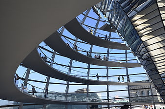 Spiral walkway inside the Reichstag dome in Berlin