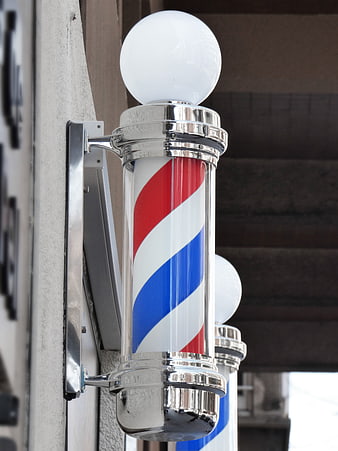 Classic Red White and Blue Barber Pole Close Up