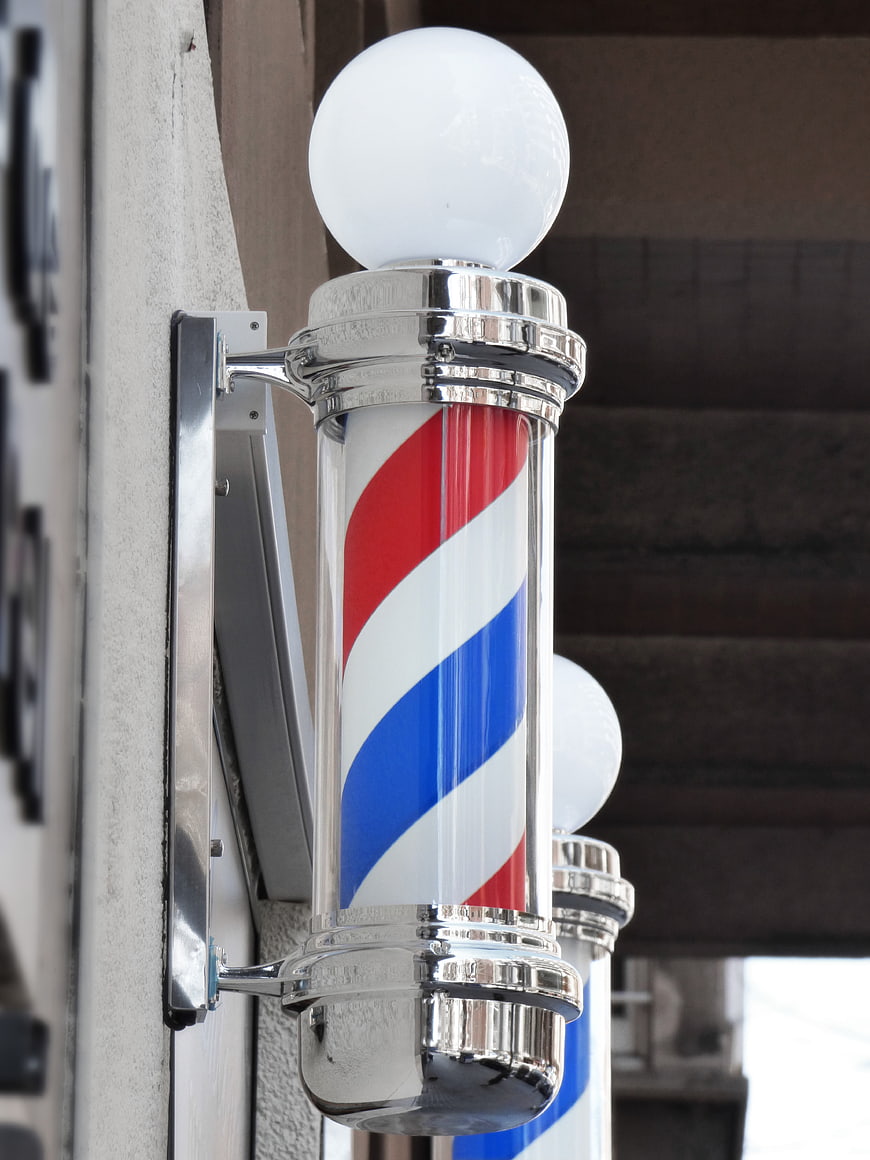 Classic Red White and Blue Barber Pole Close Up