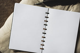 Blank Spiral Notebook with Quill Pen on Fabric