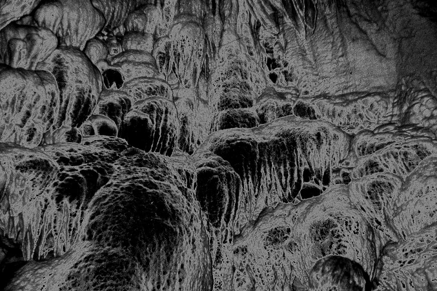 Abstract Solarized Cave Texture in Black and White