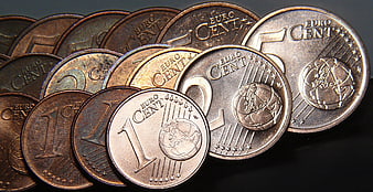 Close-up of Euro Cent Coins Arranged in Overlapping Rows