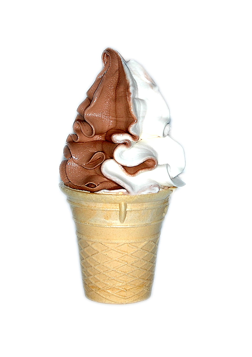 Chocolate and Vanilla Soft Serve Ice Cream Cone