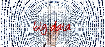 Hand Writing Big Data on Digital Binary Background