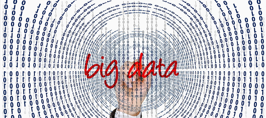 Hand Writing Big Data on Digital Binary Background