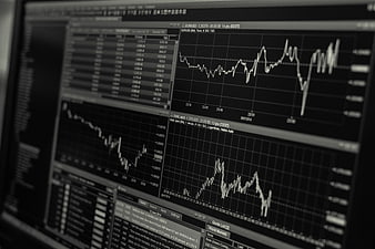 Financial Trading Charts on Computer Monitor Screen