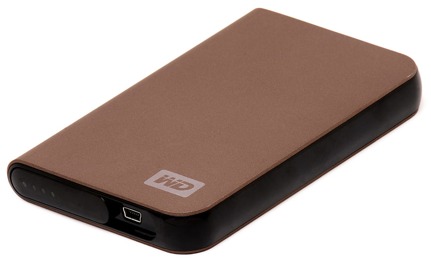 Brown Western Digital External Hard Drive on White Background