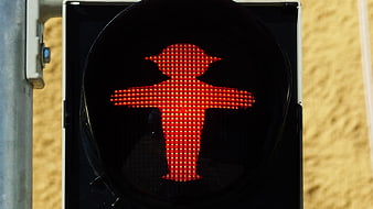Red East German Ossi Ampelmännchen Pedestrian Traffic Light Signal