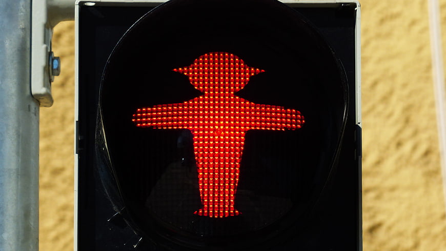 Red East German Ossi Ampelmännchen Pedestrian Traffic Light Signal