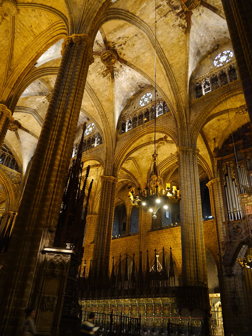 Gothic Cathedral Interior with Arched Ceilings and Pillars