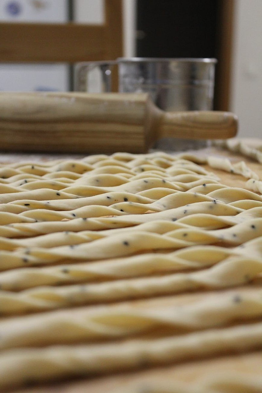 Homemade Grissini Dough Braids with Rolling Pin