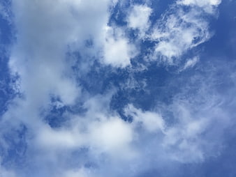 Blue sky with scattered white clouds background