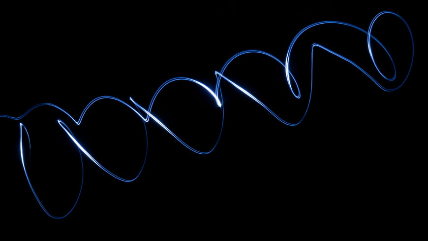 Abstract Blue Light Painting on Black Background