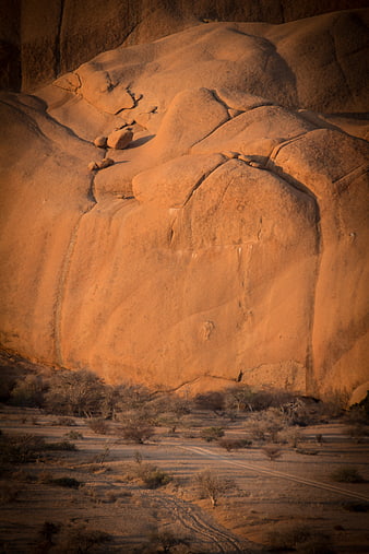 Sunlit Spitzkoppe Granite Boulders in Namibian Desert Landscape