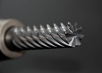 Close-up of a silver metal drill bit tip