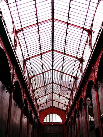 Red Iron Architecture of Historic Market Hall Roof