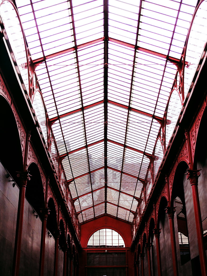 Red Iron Architecture of Historic Market Hall Roof
