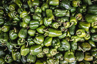 Top View of Fresh Green Bell Peppers Pile