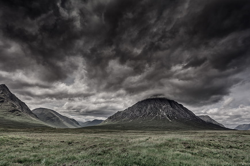 Dramatic Stormy Sky Over Scottish Highland Mountains