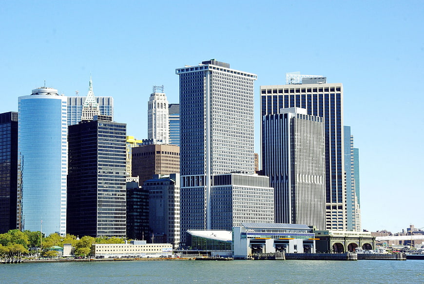 Philadelphia skyline with skyscrapers and waterfront view