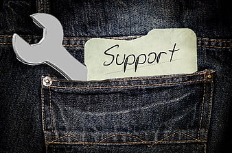 Wrench and Support Folder in Jeans Pocket