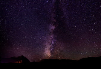 Milky Way Galaxy Over Silhouetted Mountain Range at Night