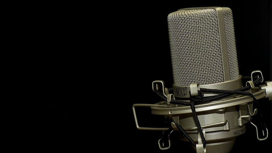 Professional Studio Microphone on Black Background
