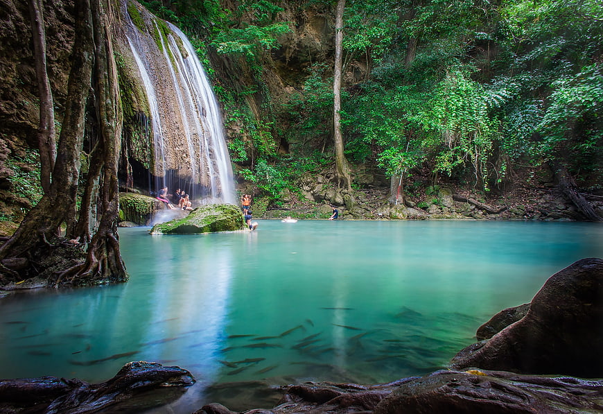 Erawan Waterfall Turquoise Pool Thailand Nature Landscape