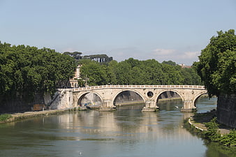 Ponte Sisto Bridge Over Tiber River in Rome